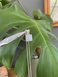 Image 1 of Silver Moonstone Square Crystal Necklace