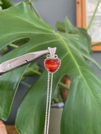 Image 1 of Silver Banded Carnelian Heart Crystal Necklace