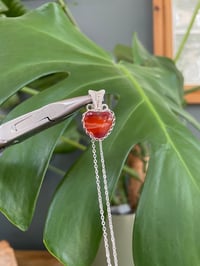 Image 3 of Silver Banded Carnelian Heart Crystal Necklace