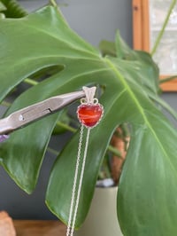 Image 2 of Silver Banded Carnelian Heart Crystal Necklace