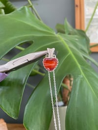 Image 4 of Silver Banded Carnelian Heart Crystal Necklace