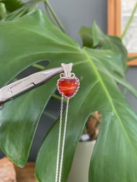 Image 5 of Silver Banded Carnelian Heart Crystal Necklace