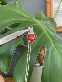 Image 6 of Silver Banded Carnelian Heart Crystal Necklace