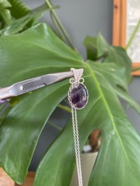 Image 2 of Silver Fluorite Oval Crystal Necklace