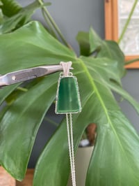 Image 1 of Silver Green Agate Bell Crystal Necklace