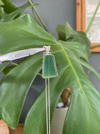Image 2 of Silver Green Agate Bell Crystal Necklace