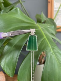 Image 3 of Silver Green Agate Bell Crystal Necklace