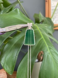 Image 4 of Silver Green Agate Bell Crystal Necklace