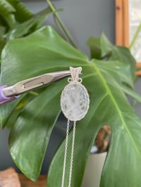 Image 1 of Silver Clear Quartz Oval Crystal Necklace 2