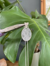 Image 4 of Silver Clear Quartz Oval Crystal Necklace 2