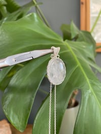 Image 5 of Silver Clear Quartz Oval Crystal Necklace 2