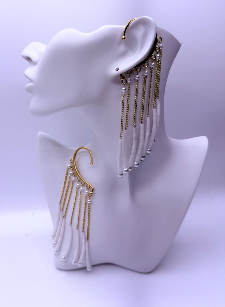 Image of Dentalium Ear Cuffs, No Piercing Needed, Bridal Wedding Jewelry