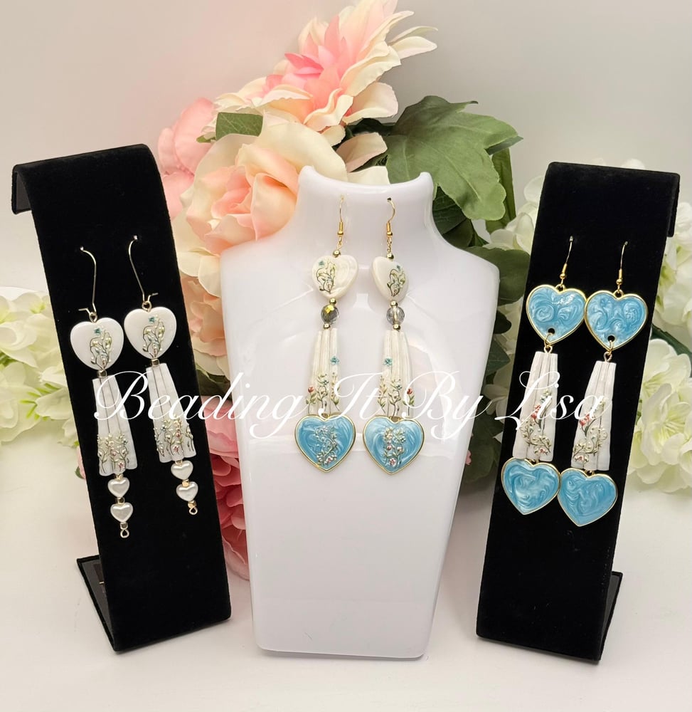 Image of Dentalium Shell Dangle Earrings – Hand-Beaded Lover’s  Vine Collection