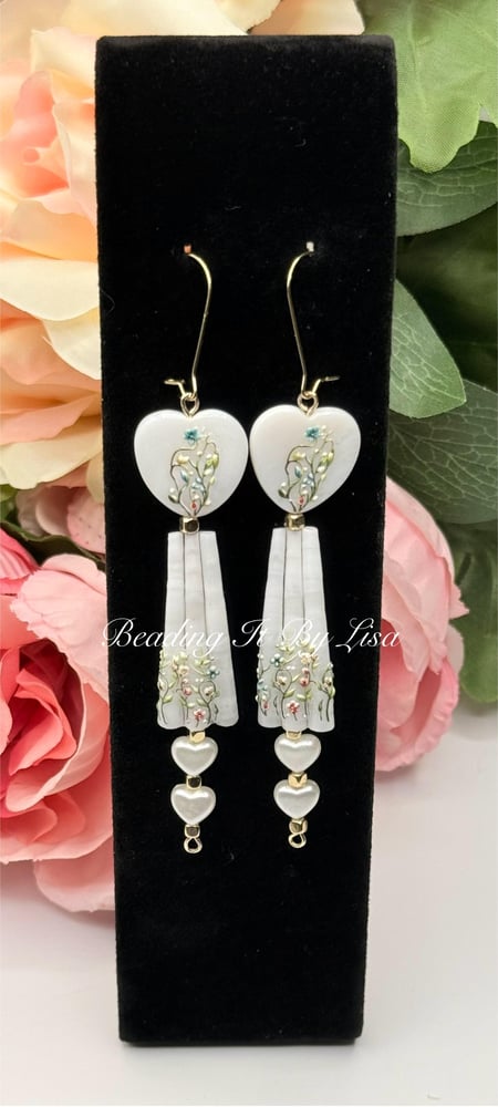 Image of Dentalium Shell Dangle Earrings – Hand-Beaded Lover’s  Vine Collection