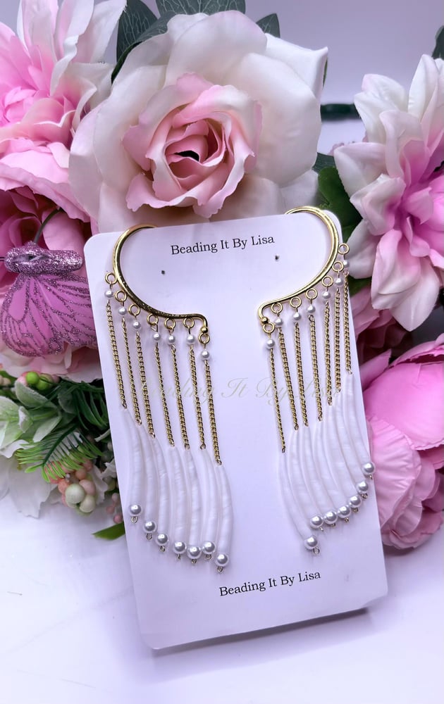 Image of Dentalium Ear Cuffs, No Piercing Needed, Bridal Wedding Jewelry