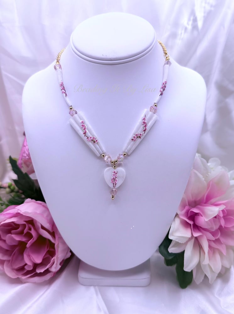 Image of Dentalium Pink and White 5 Piece Jewelry Set, Indigenous Choker Dangle Earrings, Traditional Boho...