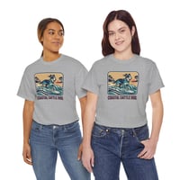 Image 3 of Coastal Cattle Dog Tee — Retro Surf Dog Graphic T‑Shirt