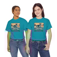 Image 4 of Coastal Cattle Dog Tee — Retro Surf Dog Graphic T‑Shirt