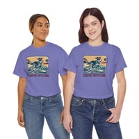 Image 5 of Coastal Cattle Dog Tee — Retro Surf Dog Graphic T‑Shirt
