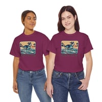 Image 6 of Coastal Cattle Dog Tee — Retro Surf Dog Graphic T‑Shirt