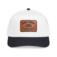 Leather Patch Baseball Cap — Camel Towing Vintage Truck Logo
