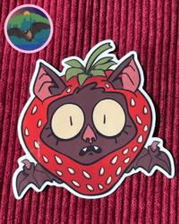 Image 1 of Strawberry Bat Sticker
