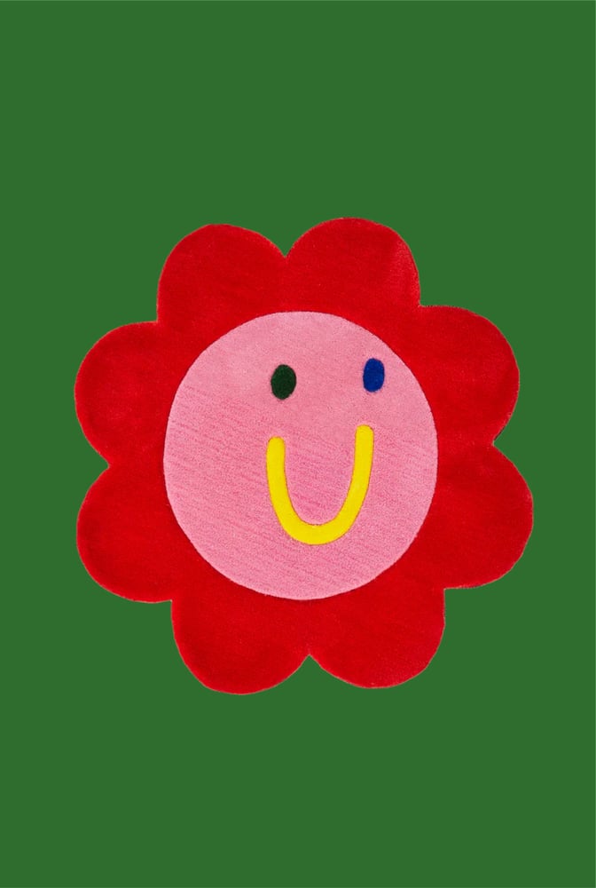 Image of Happy Flower Rug - Cherry Red