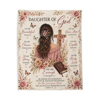 Image 2 of Daughter of God Velveteen Plush Blanket – Inspirational Floral Faith Throw