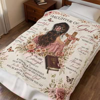 Image 1 of Daughter of God Velveteen Plush Blanket – Inspirational Floral Faith Throw