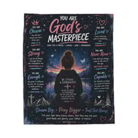 Image 2 of Velveteen Plush Blanket — "You Are God's Masterpiece" Inspirational Christian Throw