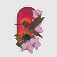 "Hummingbird and Orchid" Sticker