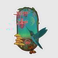 "Hummingbird and Fuchsia" Sticker