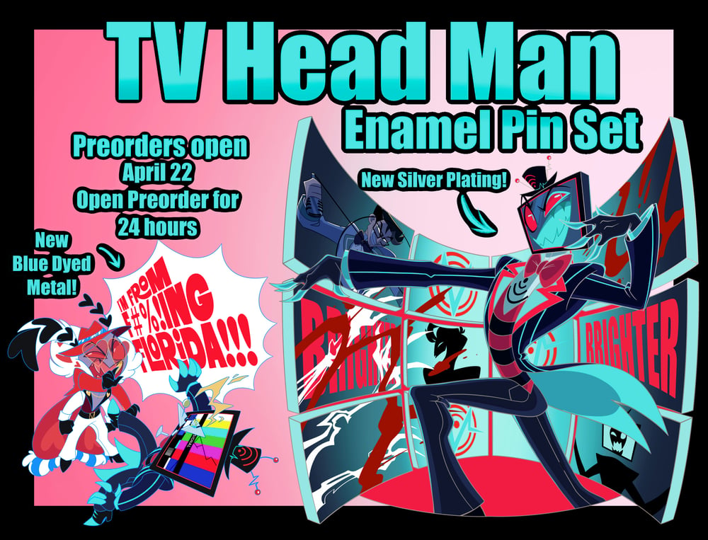 Image of TV Head Man Enamel Pin Set RESTOCK