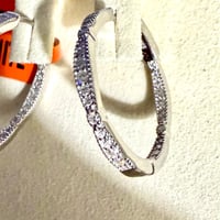 Image 3 of The Penelope - 1 CTW Moissanite Inside-Out Hoop Earrings - Sterling Silver