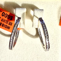 Image 3 of The Valentina - 2 CTW Moissanite Channel-Set Inside-Out Hoop Earrings - Sterling Silver