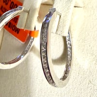 Image 4 of The Valentina - 2 CTW Moissanite Channel-Set Inside-Out Hoop Earrings - Sterling Silver