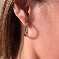 Image 2 of The Valentina - 2 CTW Moissanite Channel-Set Inside-Out Hoop Earrings - Sterling Silver