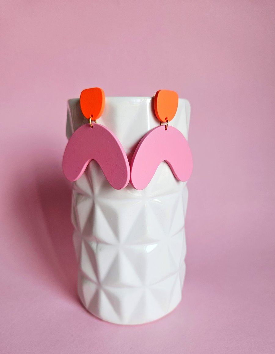 Image of Pendientes ARIANE - Naranja-rosa