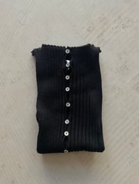 Image 4 of  Merino Rib Top with Pearl Button boat  neck 