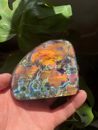 Image 1 of Orange & Rainbow Flash Labradorite Stone (18)
