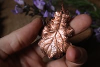 Image 1 of Collana con vera foglia di quercia racchiusa nel rame con patina ossidata calda