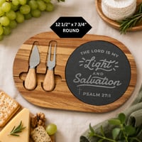 Image 2 of Engraved Psalm 27:1 Bible Verse Charcuterie Boards