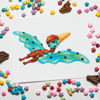 Chilly Chocolopterus Art Print | Dessert Dino 10"x8" Artwork | Nemicolopterus pterosaur paleoart
