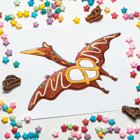 Chocolate Pretzelcoatlus Art Print | Dessert Dino 10"x8" Artwork | Quetzalcoatlus pterosaur paleoart