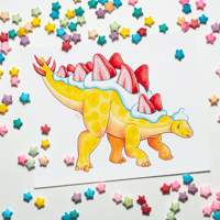 Stegoberry Shortcake Art Print | Dessert Dino 10"x8" Artwork | Stegosaurus dinosaurs paleoart