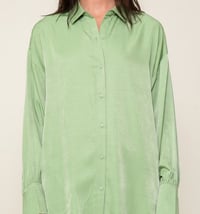 Satin Oversized Blouse - Sage 