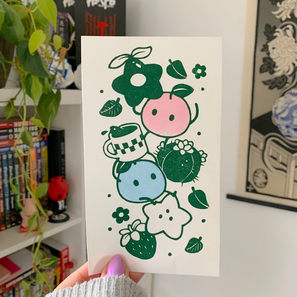 Image of Junimos & Fruits Linocut Block PRINT
