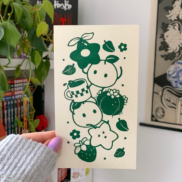 Image of Junimos & Fruit Linocut Block PRINT