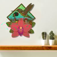 Image 1 of Hummingbird and Pink Orchid