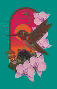 Hummingbird and Orchid Print